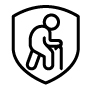 shield walking cane icon